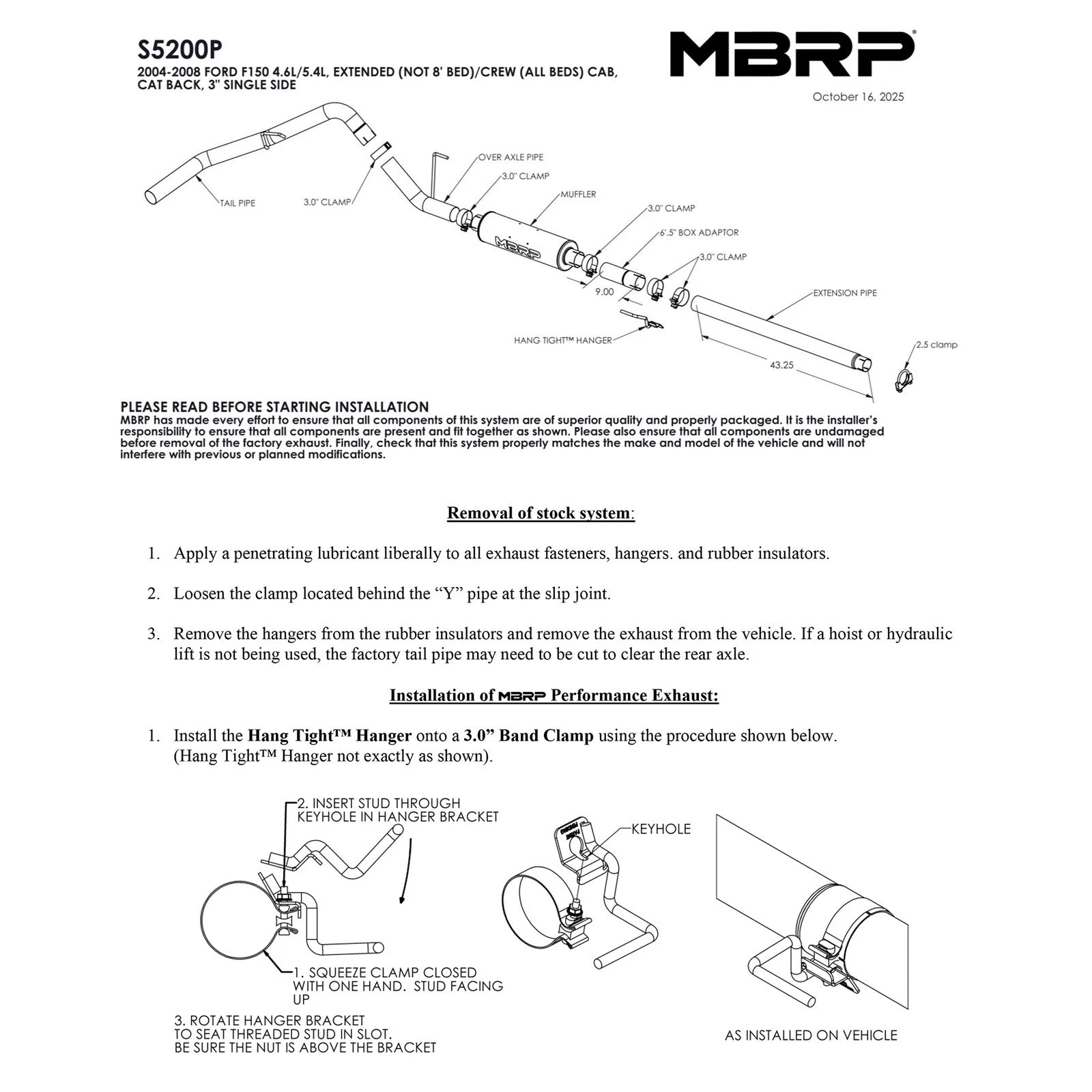 MBRP 3in Cat-Back Single Side AL P Series Exhaust | Ford F150 EC/CC-SB (04-08) (S5200P)