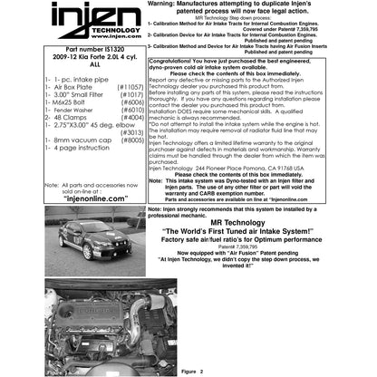 Injen Short Ram Intake | Kia Forte 2.0L 4cyl Black