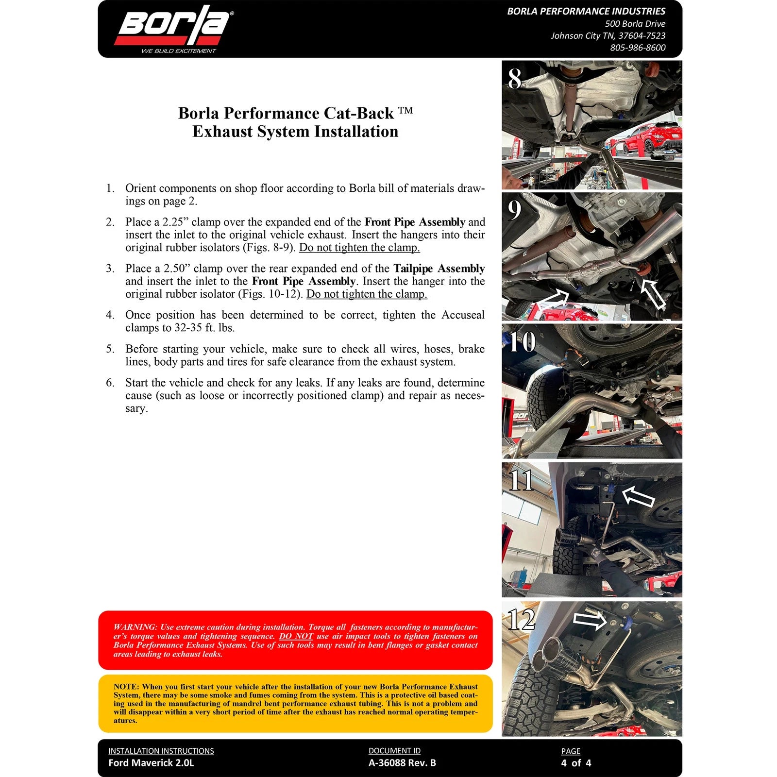 Borla 4" S-Type Exhaust | Ford Maverick (22-23) Black Chrome (140937BC)