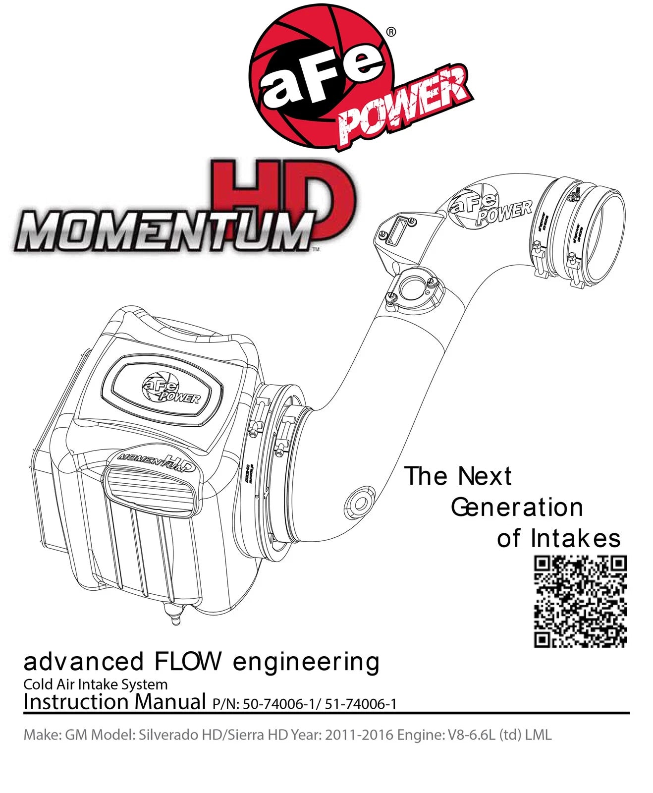 aFe Momentum HD CAI w/ Pro 10R Filter | GM Diesel Trucks 11-16 50-74006-1 (50-74006-1)