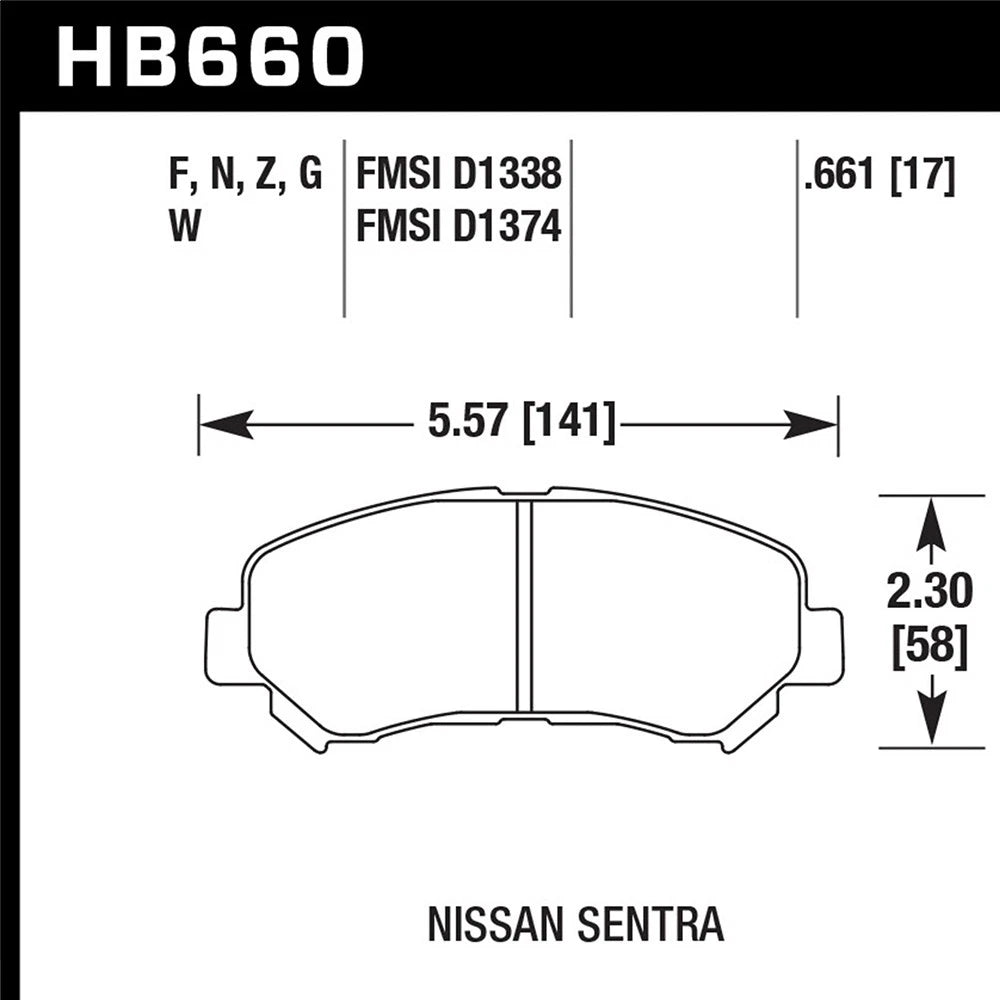 Hawk HB660F.661 HPS Street Front Brake Pads | Nissan Maxima/ Rogue/ Sentra SE-R (07-12) (HB660F.661)