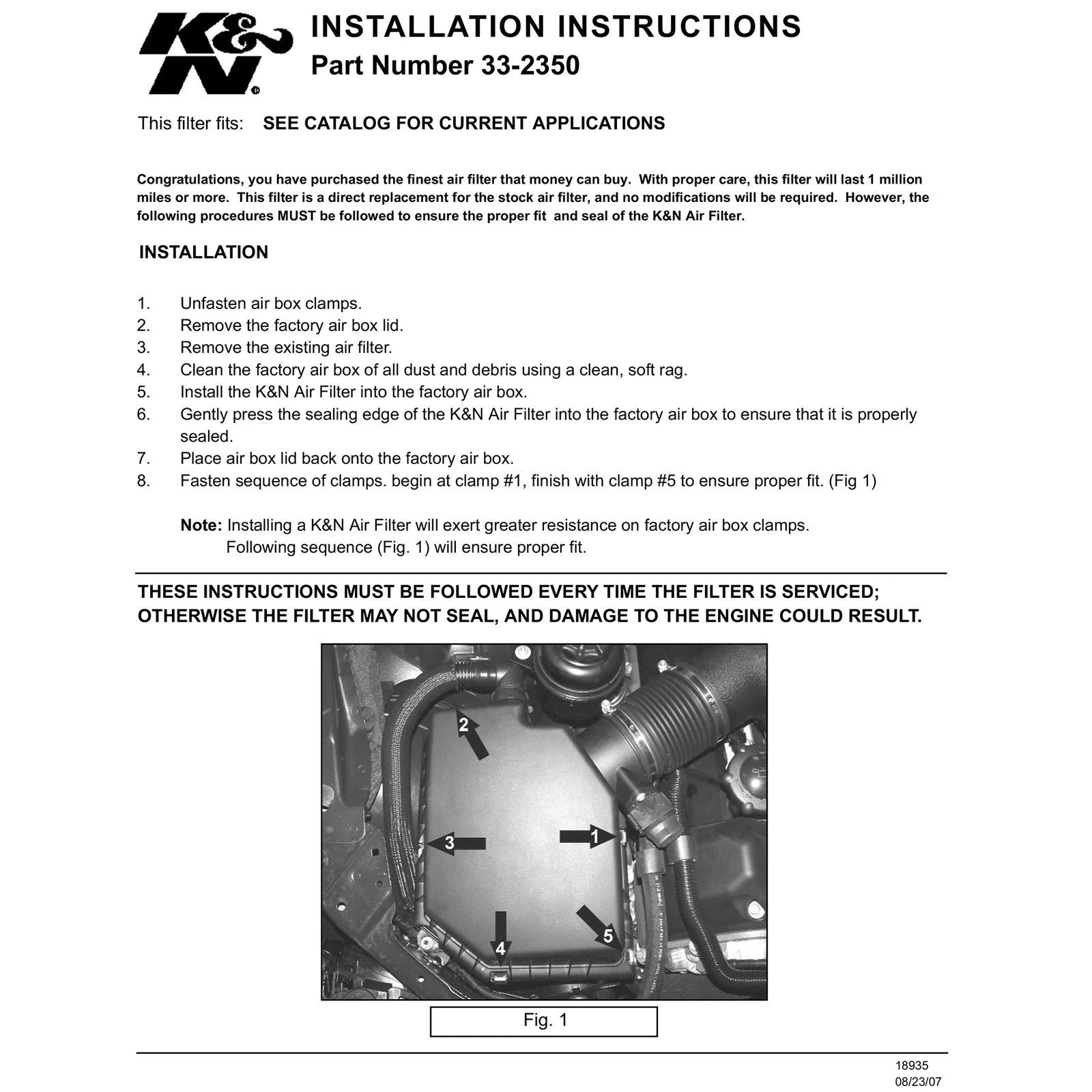 K&N Engineering Drop In Air Filter (RIGHT): BMW M5 2006