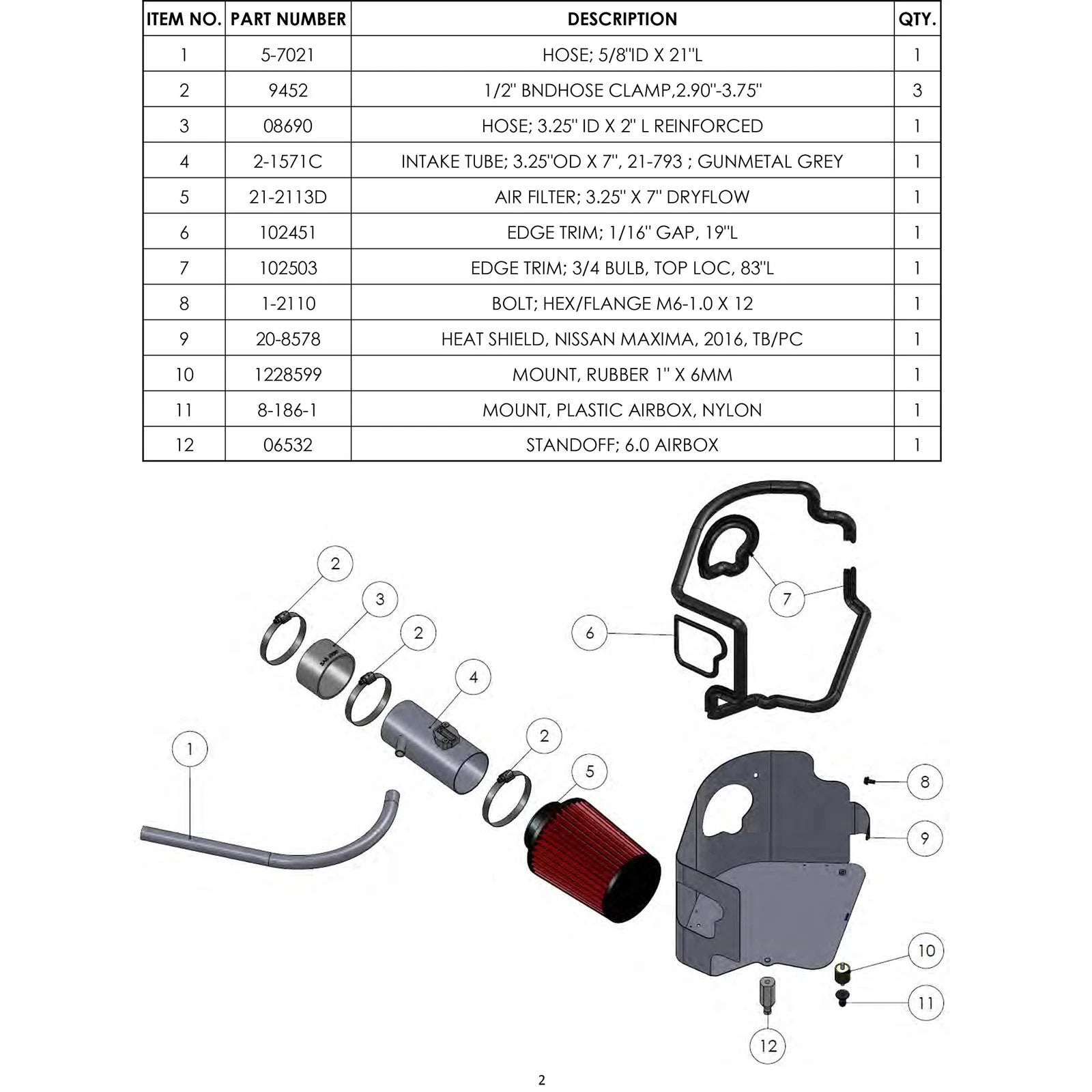 AEM Cold Air Intake | Nissan Maxima 3.5L V6 (16) (21-793c)