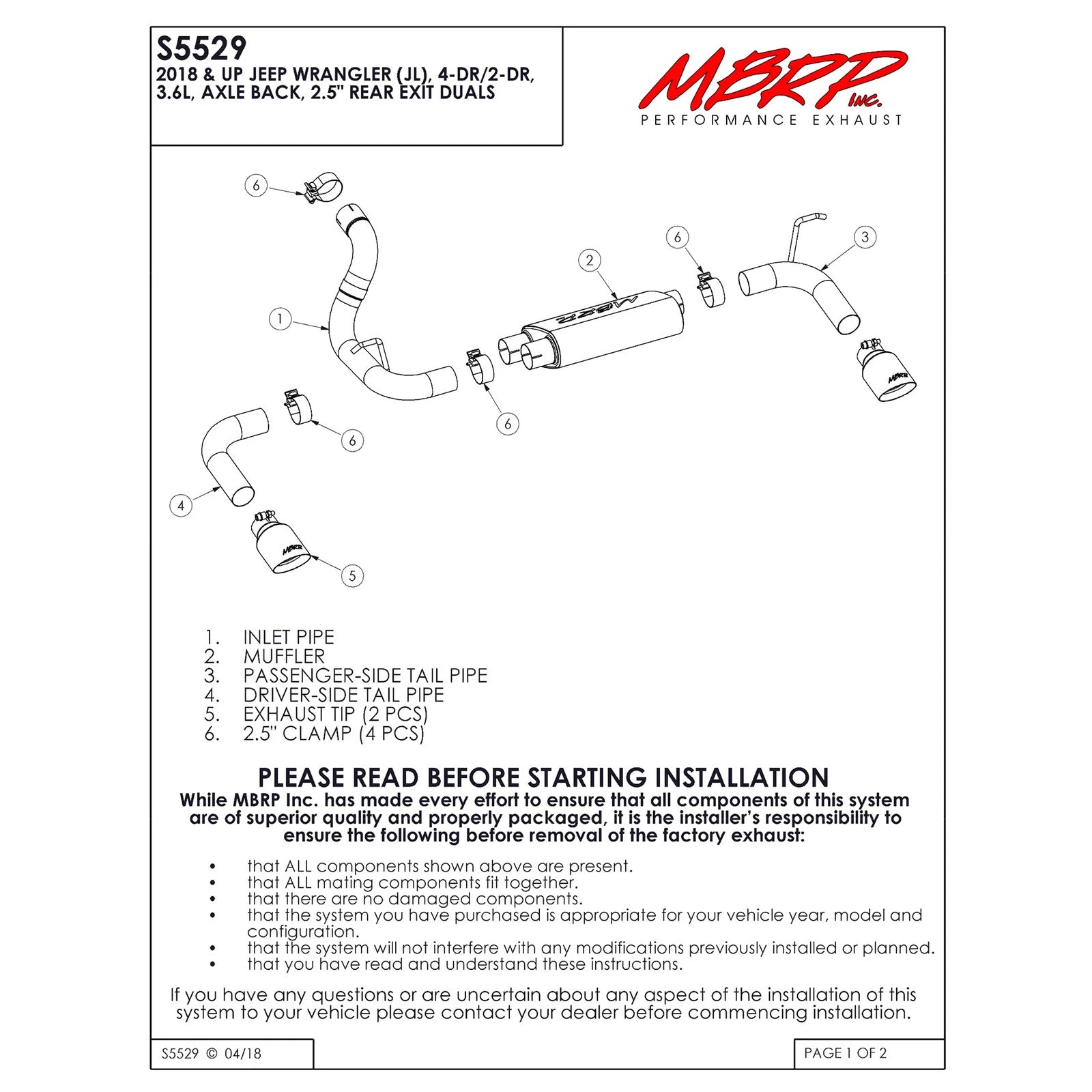 MBRP 2.5in. Dual Rear Exit Axle-Back AL Exhaust System | Jeep Wrangler (JL) 3.6L V6 (18+) (S5529AL)