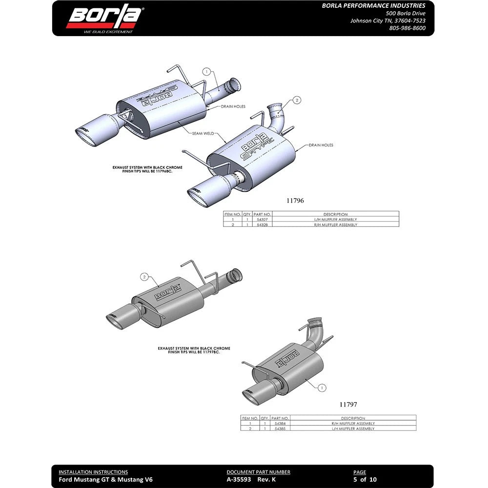 Borla Axle-Back Exhaust System - S-Type | 2011-2012 Ford Mustang Shelby GT500 5.4L (11798)