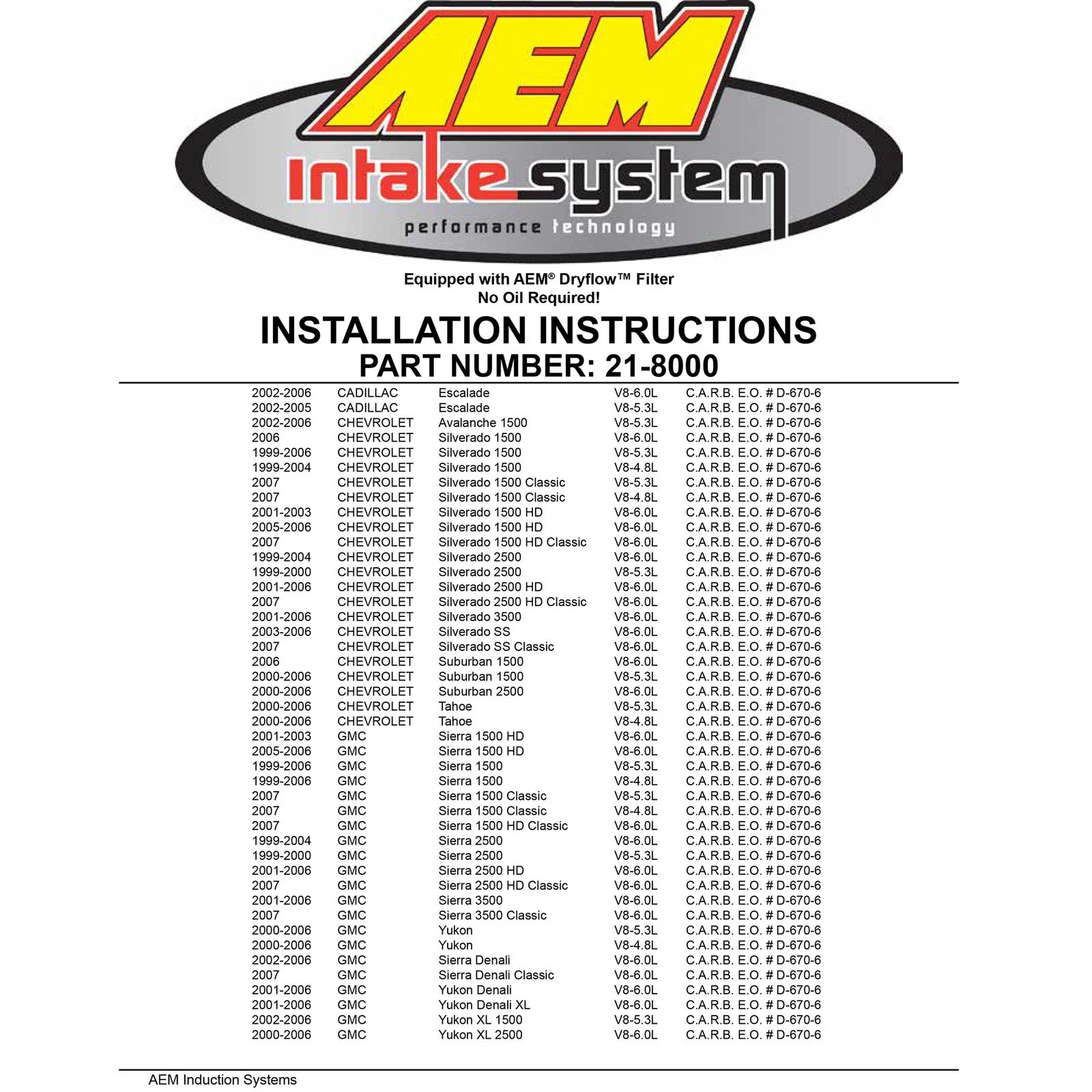 AEM Brute Force Intake | Chevy/GMC 5.3/6.0L (99-06) (21-8000DC)