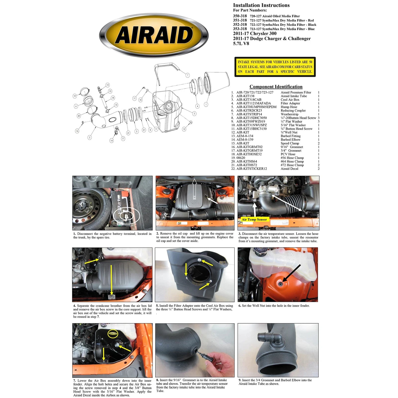 Airaid MXP Intake System w/ Tube | Dodge Charger / Challenger (11-14) (351-318)