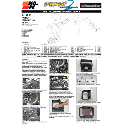 K&N 5.0L V8 Performance Intake Kit | Ford F-150 (11-14) (57-2581)