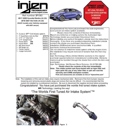 Injen Cold Air Intake | Kia Forte5 (14-18) / Forte (19-26) (SP1363BLK)