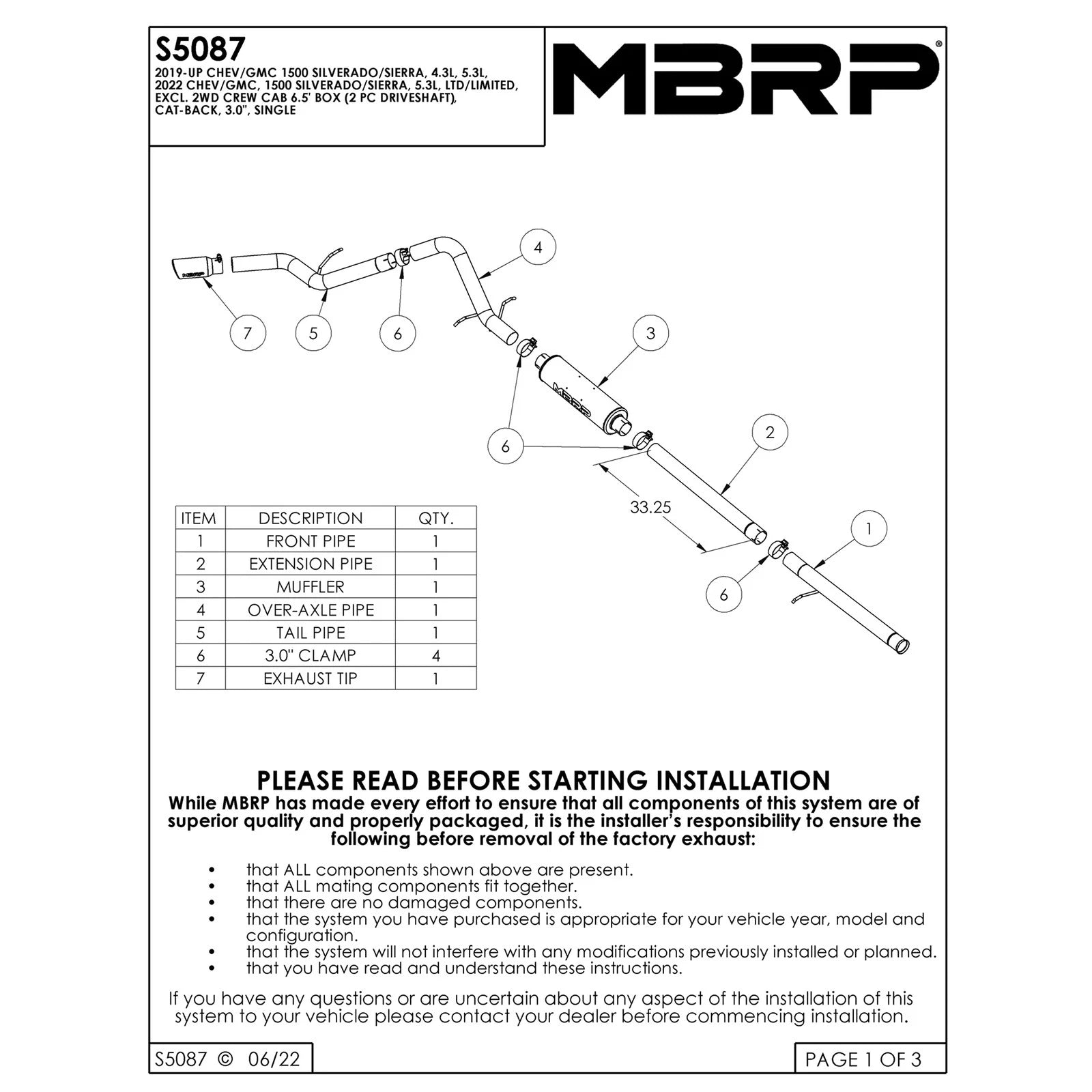 MBRP 3in D&S Cat-Back Exhaust | Silverado/Sierra 1500 6.2L V8 (14-18) (S5086AL)