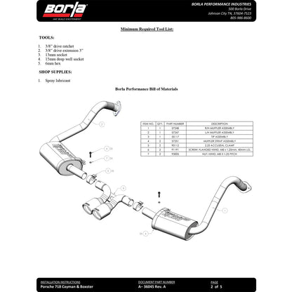 Borla 2.25" S-Type Exhaust | Porsche Cayman/Boxster 718 (17-22) (140817)