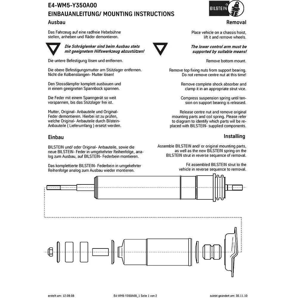 Bilstein B6 Performance Suspension Shock Absorber for 1998-2003 Mercedes-Benz ML320