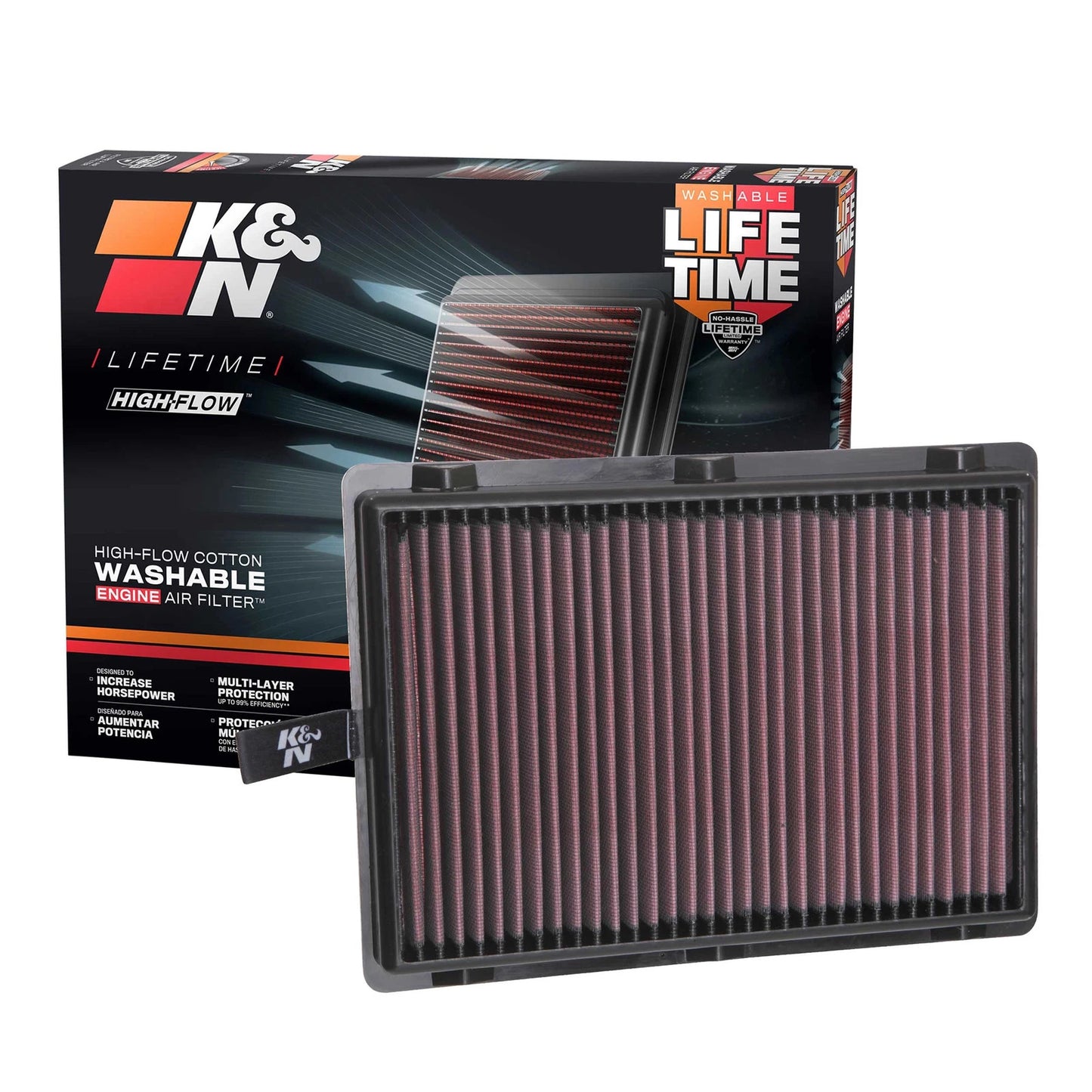 K&N 33-5075 High Flow Performance Air Filter for 16-20 Sorento / 20-23 Palisade
