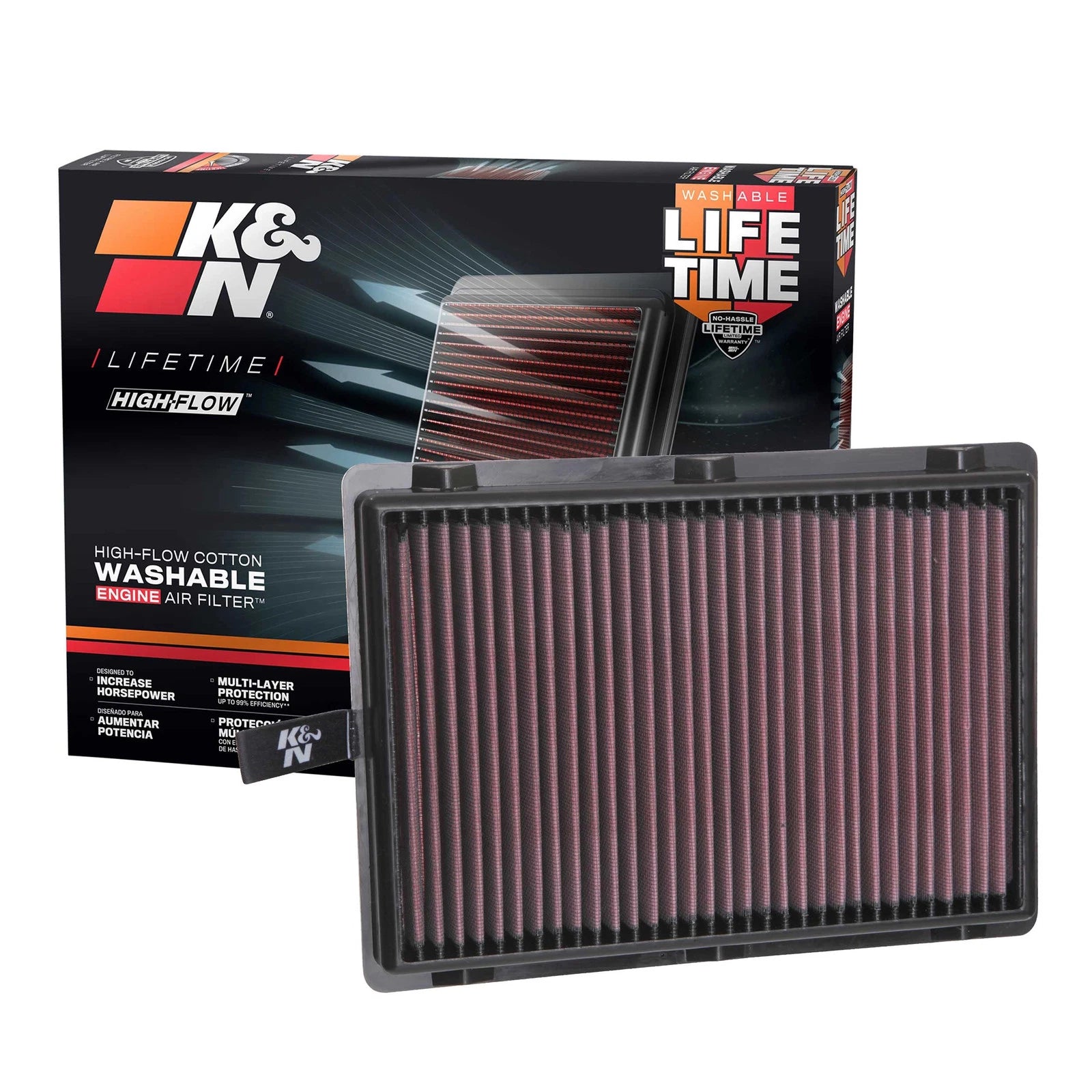 K&N 33-5075 High Flow Performance Air Filter for 16-20 Sorento / 20-23 Palisade