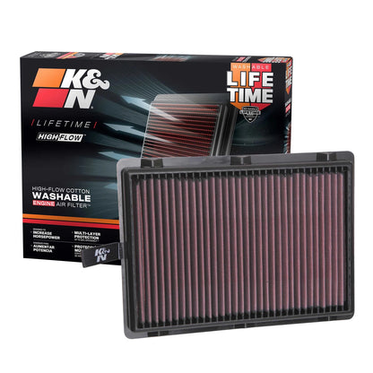 K&N 33-5075 High Flow Performance Air Filter for 16-20 Sorento / 20-23 Palisade