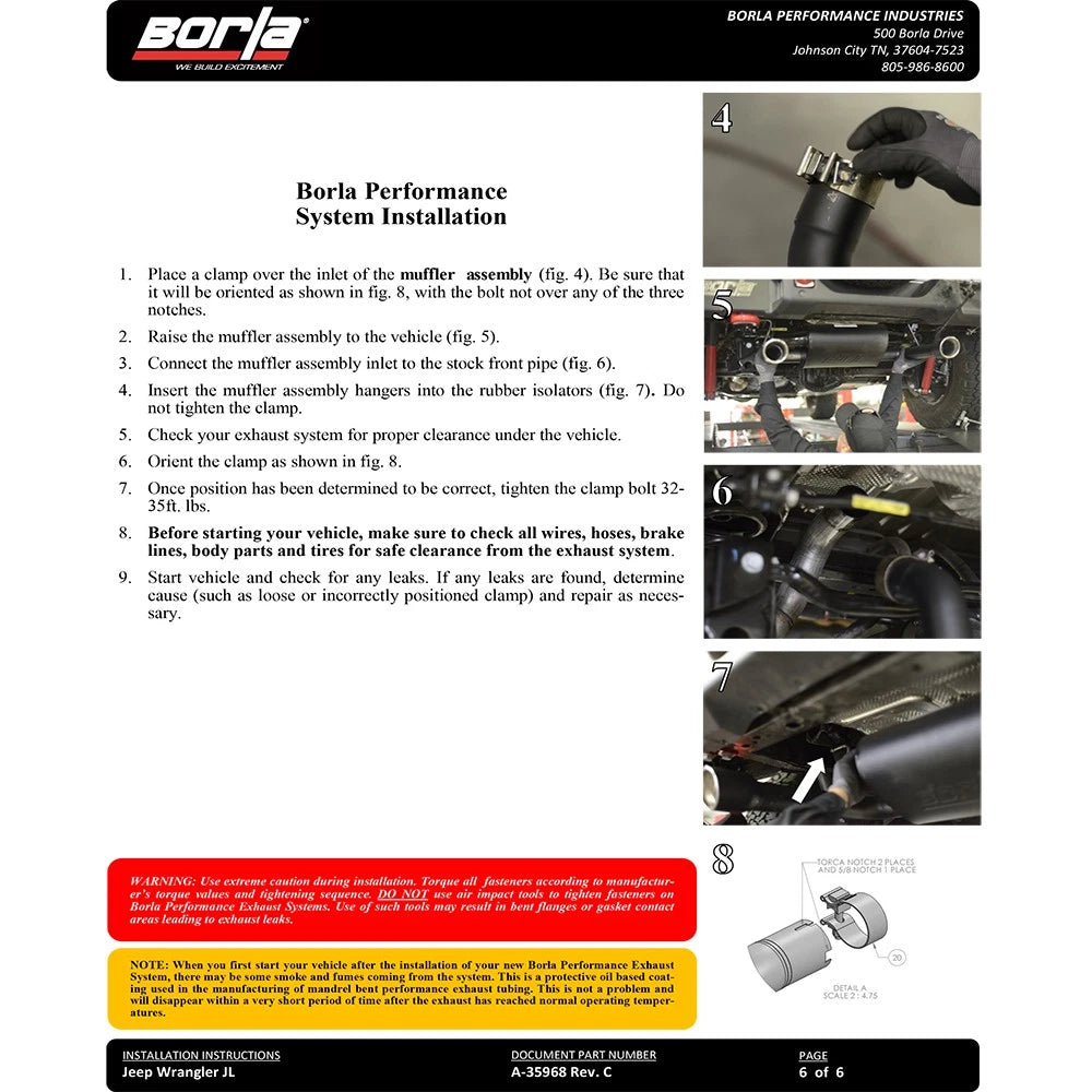 Borla Axle-Back Exhaust System - S-Type | 2018-2021 Jeep Wrangler 3.6L (11955)