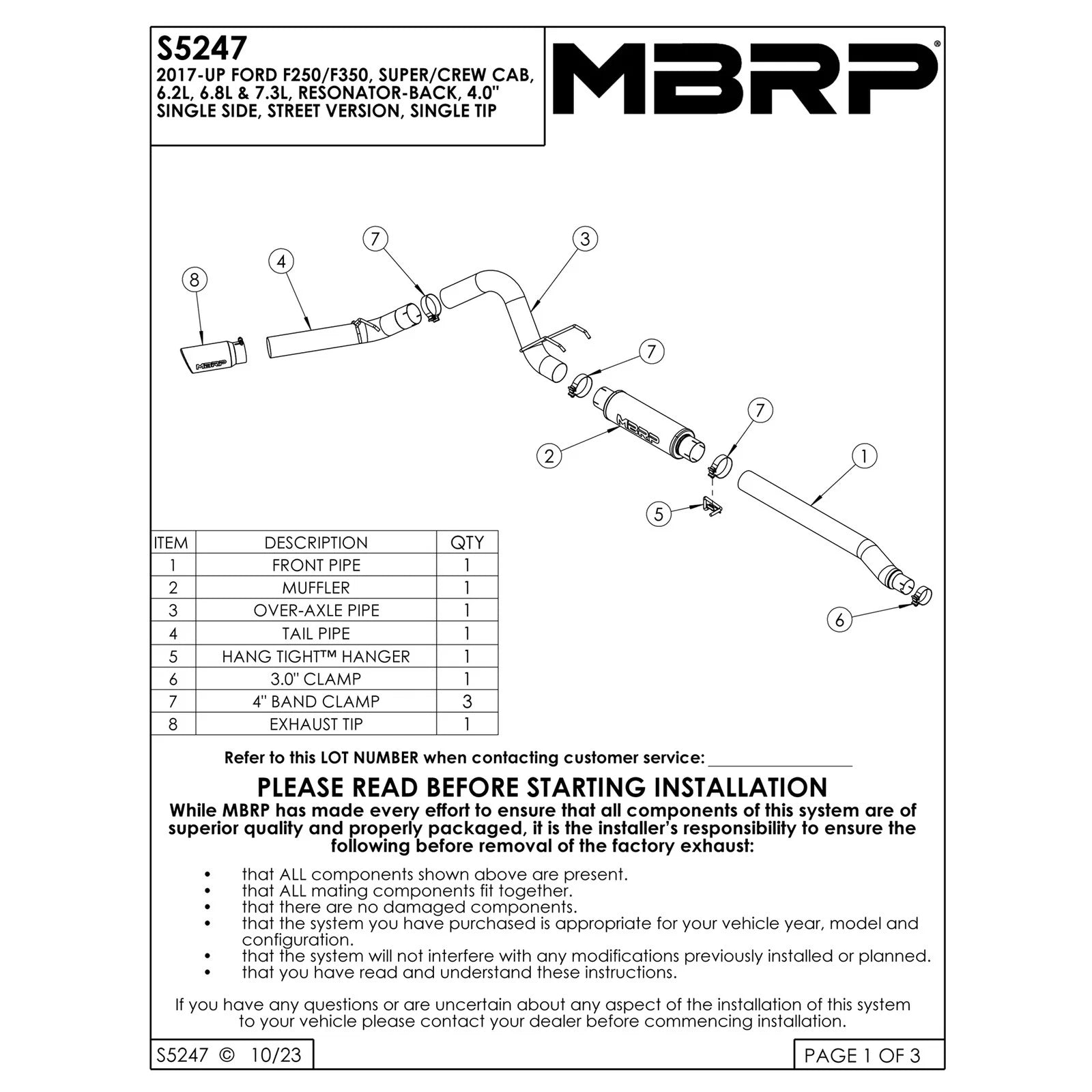 MBRP 4in Resonator-Back Catback Exhaust | Ford F-250/350 17+ (S5247AL)