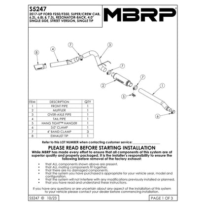 MBRP 4in Resonator-Back Catback Exhaust | Ford F-250/350 17+ (S5247AL)