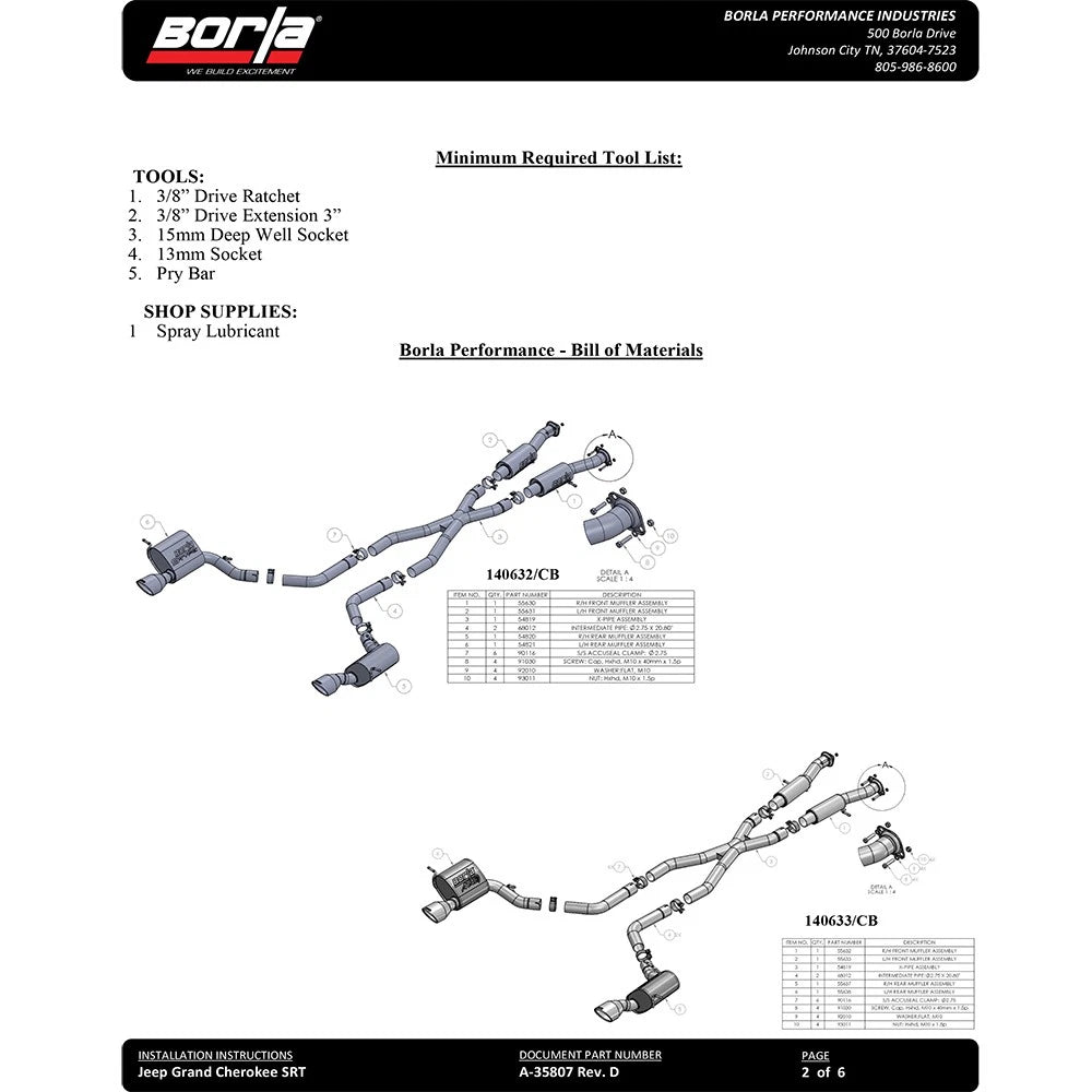 Borla Cat-Back Exhaust System - ATAK | 2015-2020 Jeep Grand Cherokee SRT 6.4L (140633)
