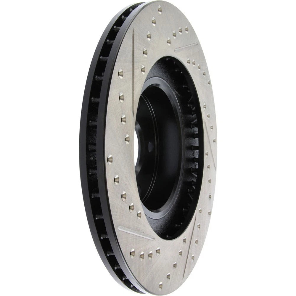 StopTech Slotted & Drilled Left Front Rotor | Subaru WRX (02-10) (127.47018L)