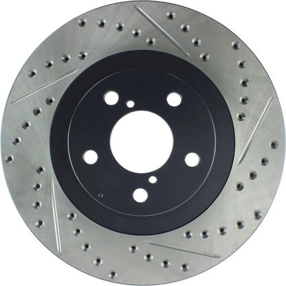 StopTech Slotted & Drilled Left Front Rotor | Subaru WRX (02-10) (127.47018L)