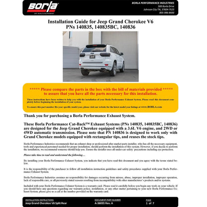 Borla S-Type Cat-Back Exhaust System | Jeep Grand Cherokee High Altitude/Summit (14-20) 3.6L V6 (140836)