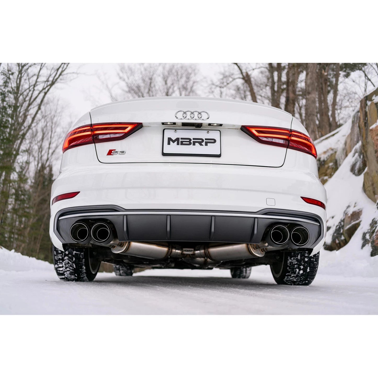 MBRP 3-In Armor Pro Street Profile Quad Rear Exit Cat-Back | Audi S3 (S46013CF)