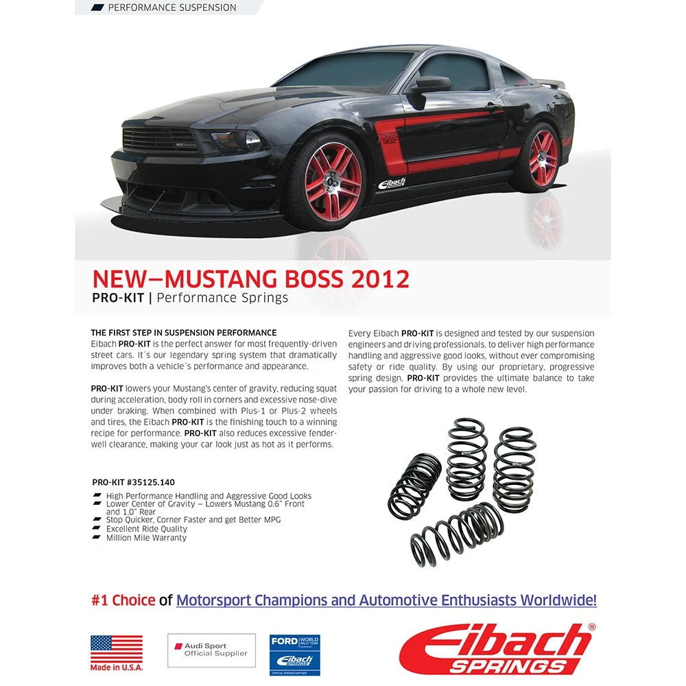 Eibach Front and Rear Coil Spring Lowering Kit (Set of 4) for 2012-2014 Ford Mustang