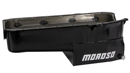 Moroso Pre-80 Chevrolet SBC (w/Driver Side Dipstick) Wet Sump 7qt 7.5in Steel Oil Pan - Black