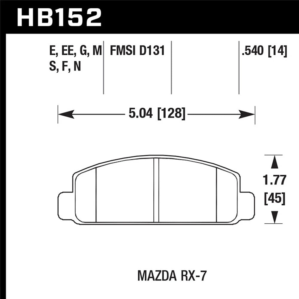 Hawk Performance Street Front Brake Pads | Mazda RX-7 (HB152F.540)
