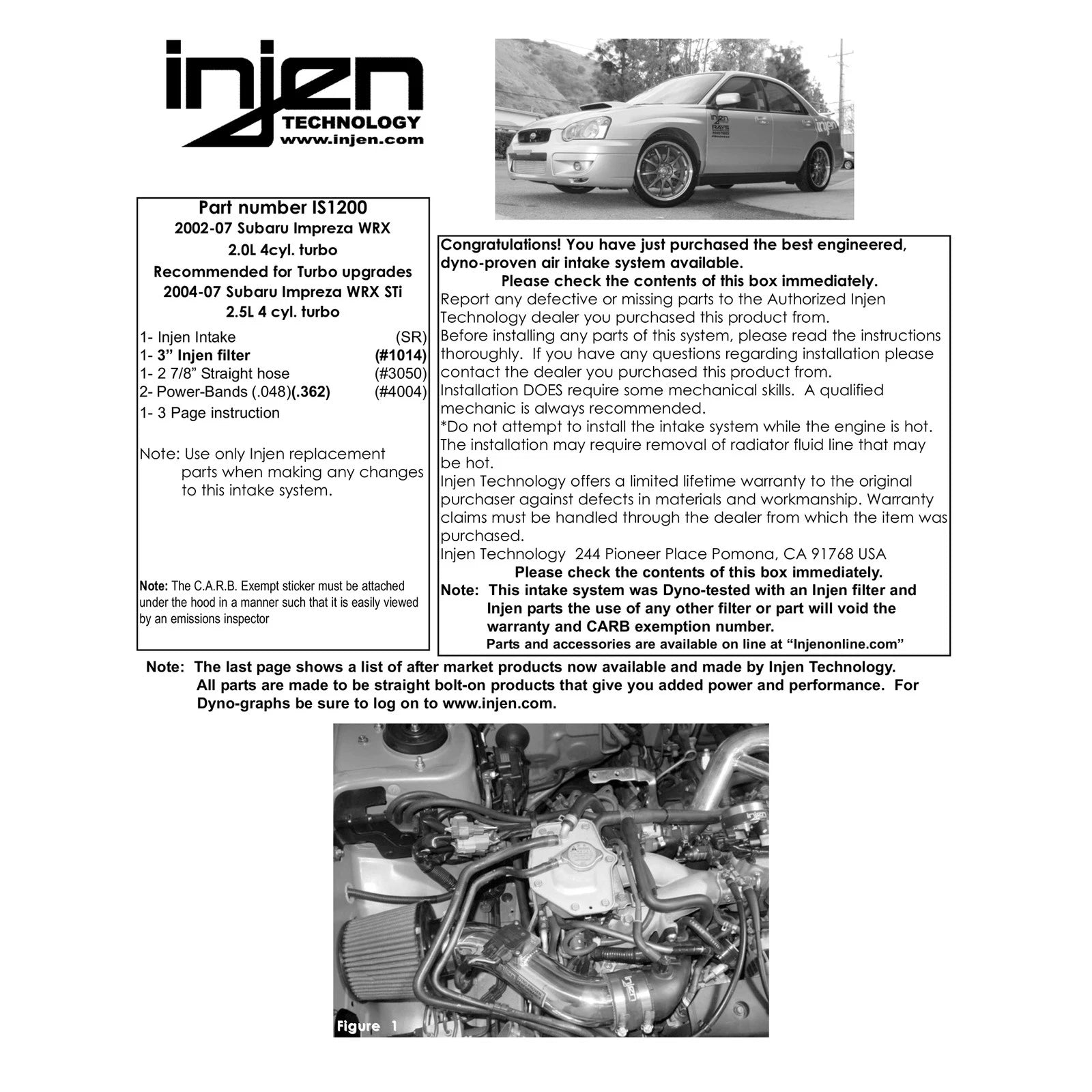 Injen Short Ram Intake | Subaru (89-07) (IS1200BLK)