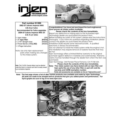 Injen Short Ram Intake | Subaru (89-07) (IS1200BLK)