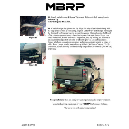 MBRP 3in Tip 3in Cat Back Single Side Exit Street Profile | Nissan Frontier (22-23) (S5407304)