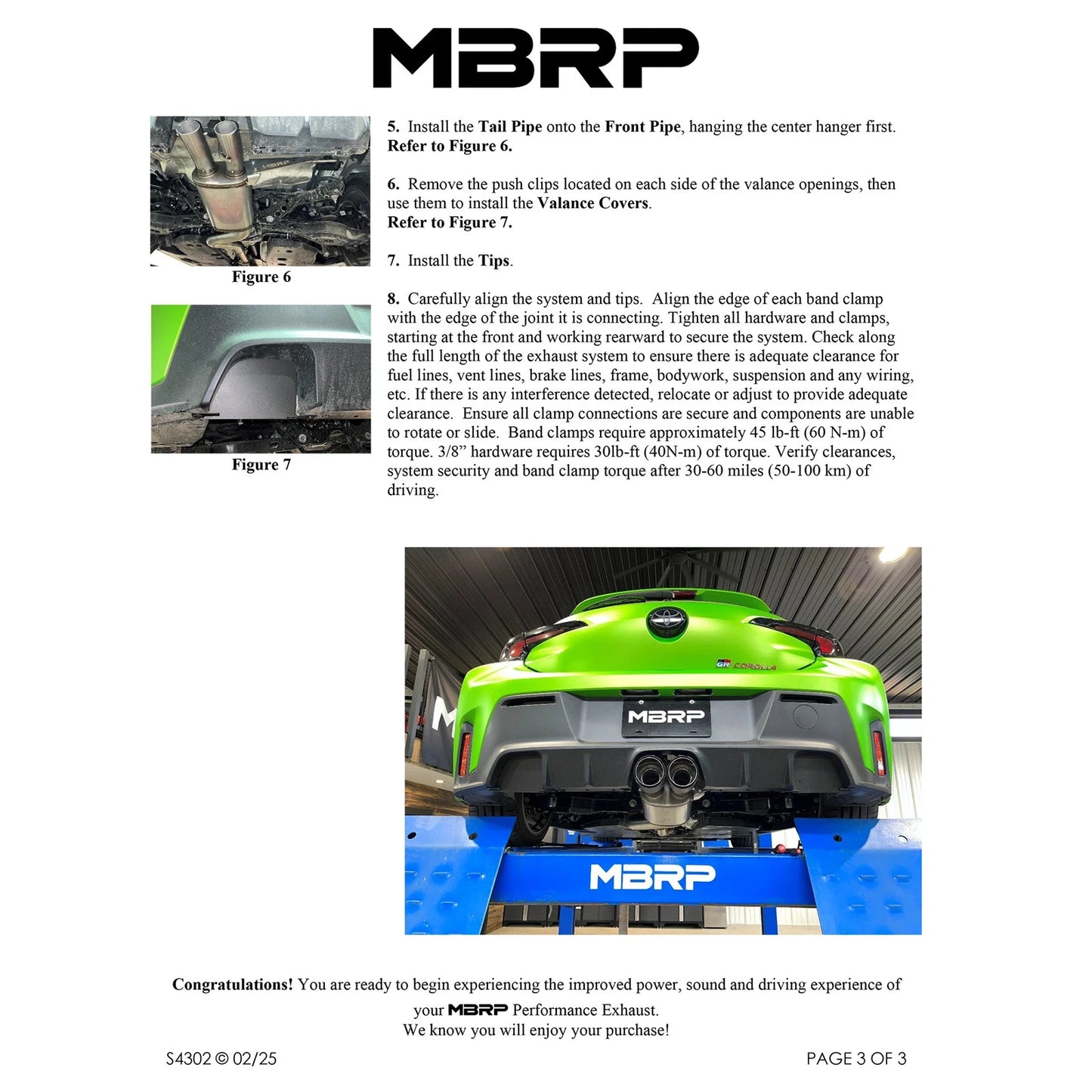MBRP Stainless Steel 3" Cat-Back - Dual Center Exit | 2023+ Toyota Corolla GR (S4303)