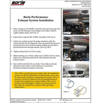 Borla Axle-Back Exhaust System - S-Type | 2011-2014 Cadillac CTS Coupe Automatic 3.6L (11824)