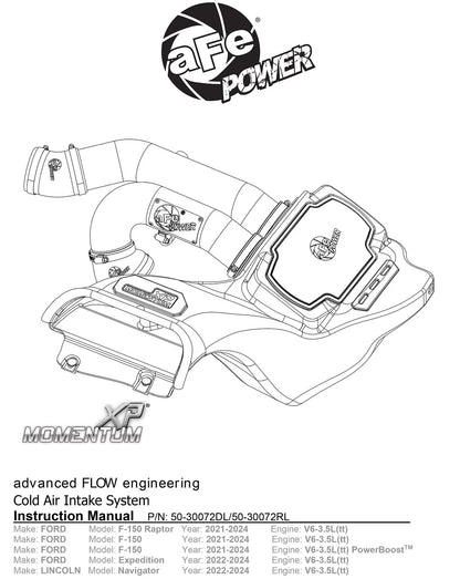 aFe Momentum XP Cold Air Intake w/Pro 5R Filter | Ford F-150 Raptor V6 3.5L (21-22) (50-30072RL)