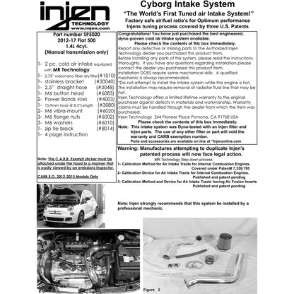 Injen Black Cold Air Intake System | Fiat 500 (12-13) 1.4L 4Cyl (SP5020BLK)
