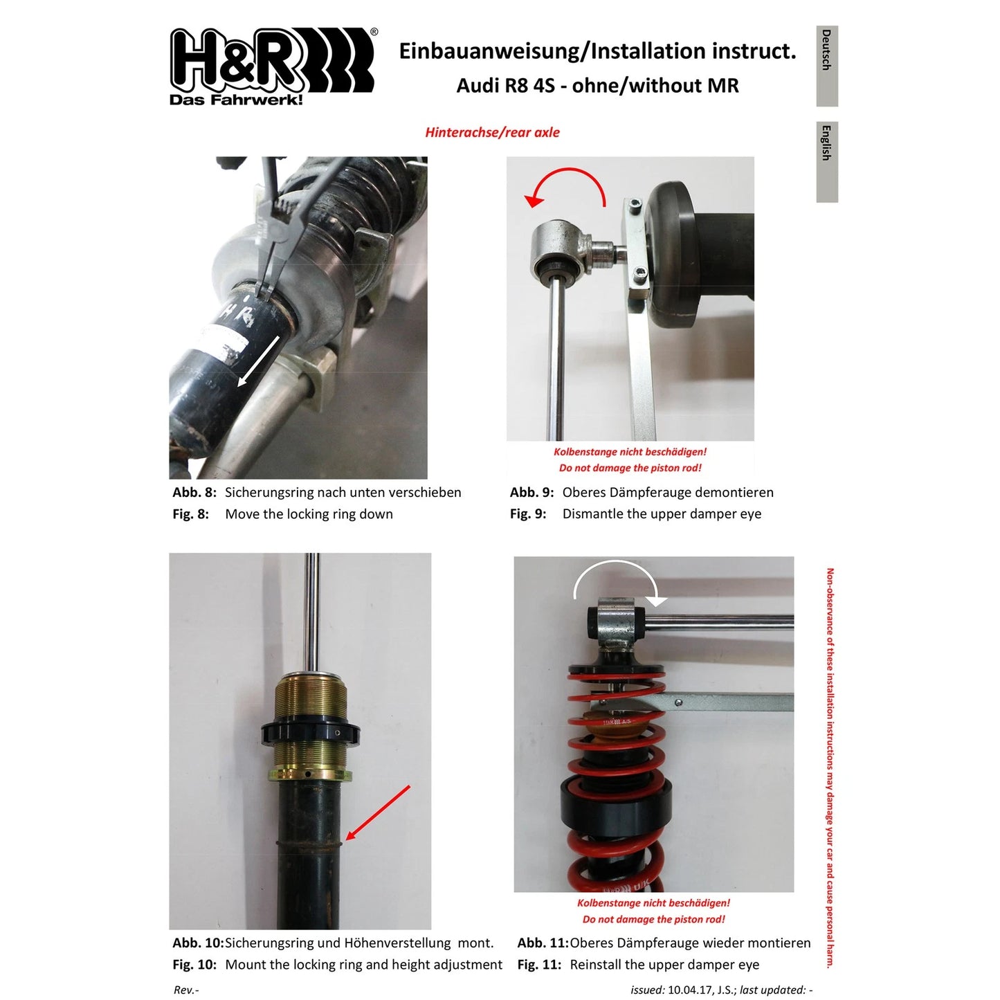 H&R VTF Adjustable Lowering Springs | Audi R8 Coupe V10 (17+) (23004-1)