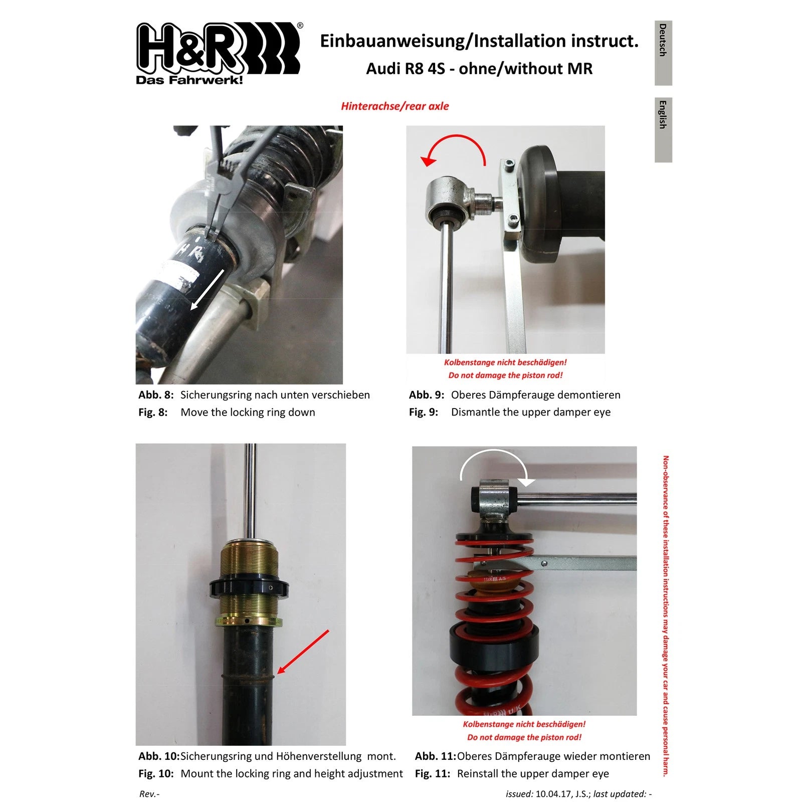 H&R VTF Adjustable Lowering Springs | Audi R8 Coupe V10 (17+) (23004-1)