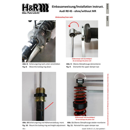 H&R VTF Adjustable Lowering Springs | Audi R8 Coupe V10 (17+) (23004-1)