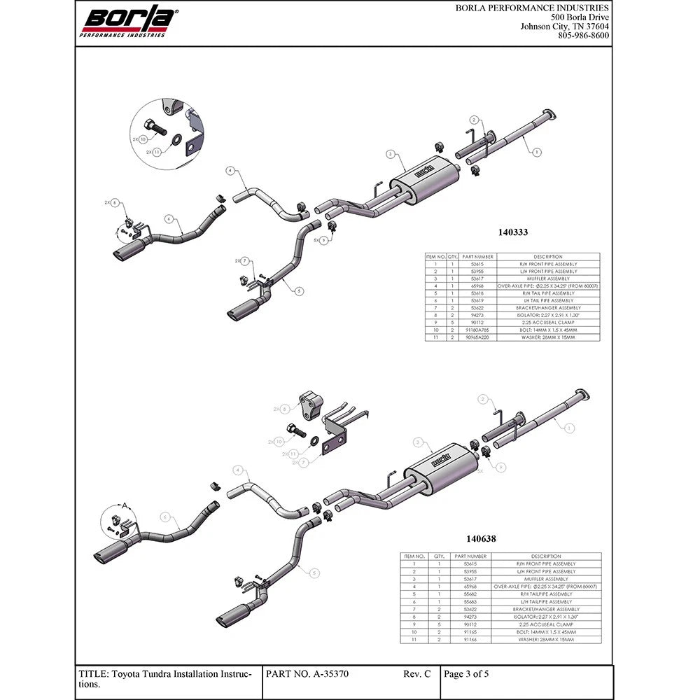 Borla Cat-Back Exhaust System - Touring | Multiple Fitments (140638)
