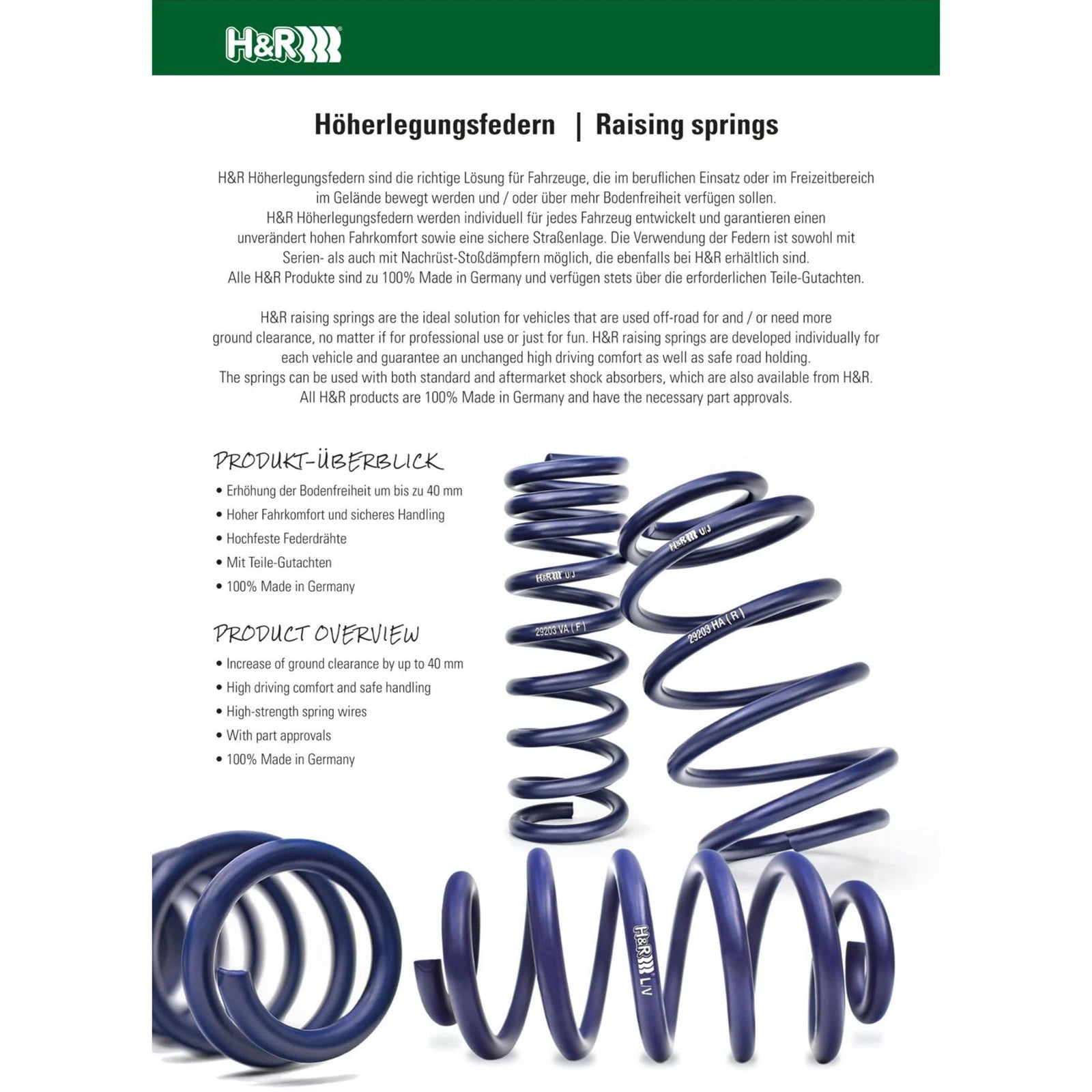 H&R Adventure Raising Lift Springs | Ford Escape (01-12) 2WD/4WD 4 Cyl/V6 (51602)