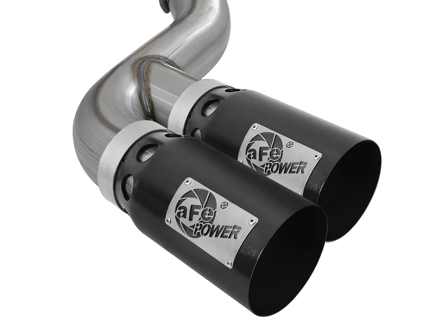 aFe Rebel XD 4in SS DPF-Back Exhaust w/ Dual Black Tips | Ford Diesel V8 6.7L (17-18) (49-43102-B)