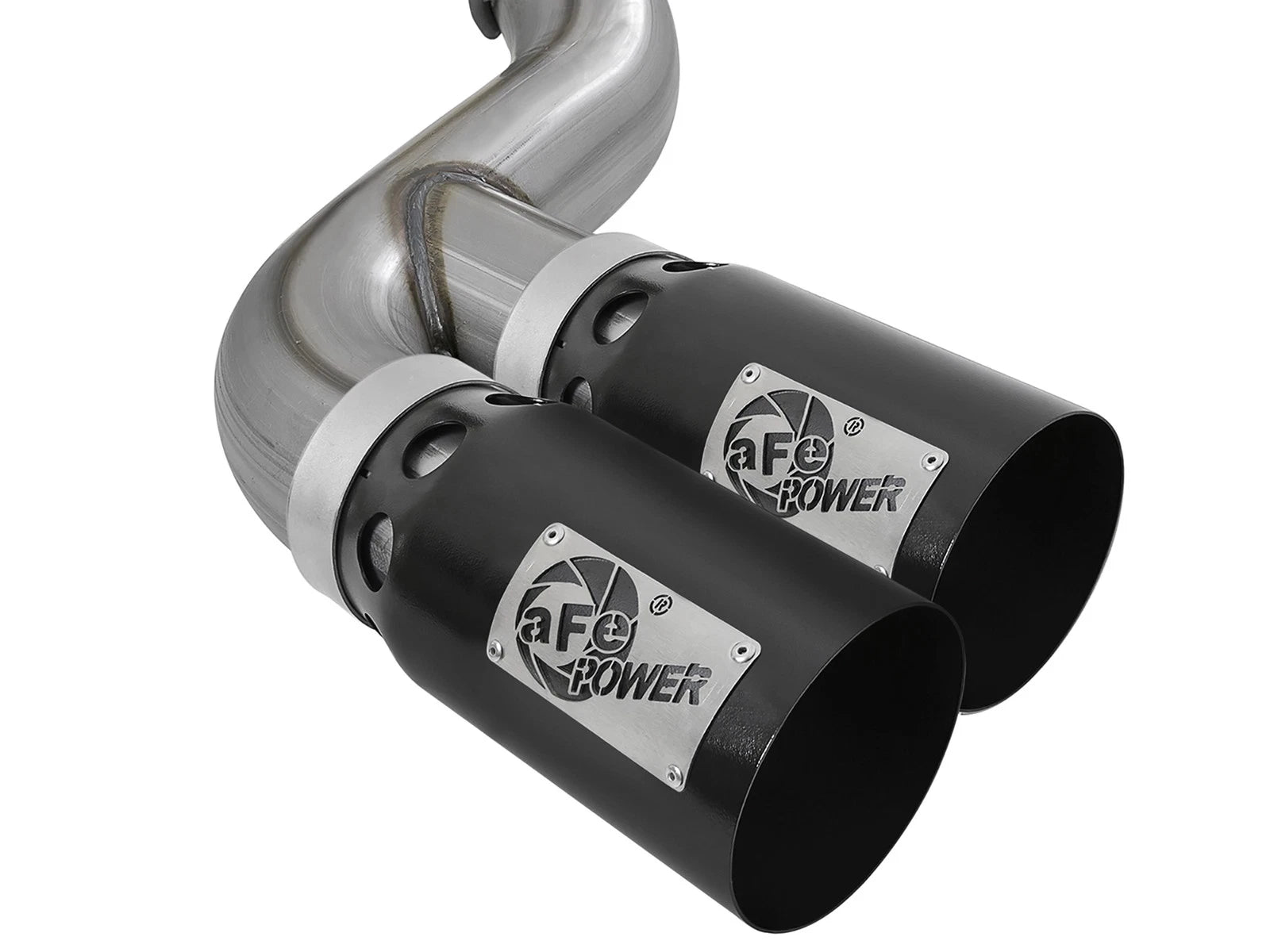aFe Rebel XD 4in SS DPF-Back Exhaust w/ Dual Black Tips | Ford Diesel V8 6.7L (17-18) (49-43102-B)