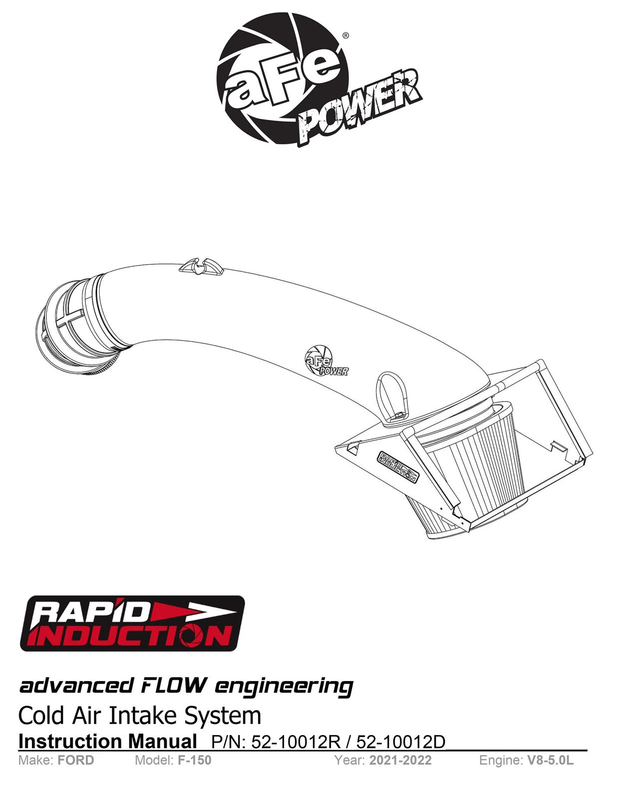 aFe Rapid Induction Cold Air Intake w/ Pro 5R Filter | Ford F-150 V8-5.0L (21+) (52-10012R)