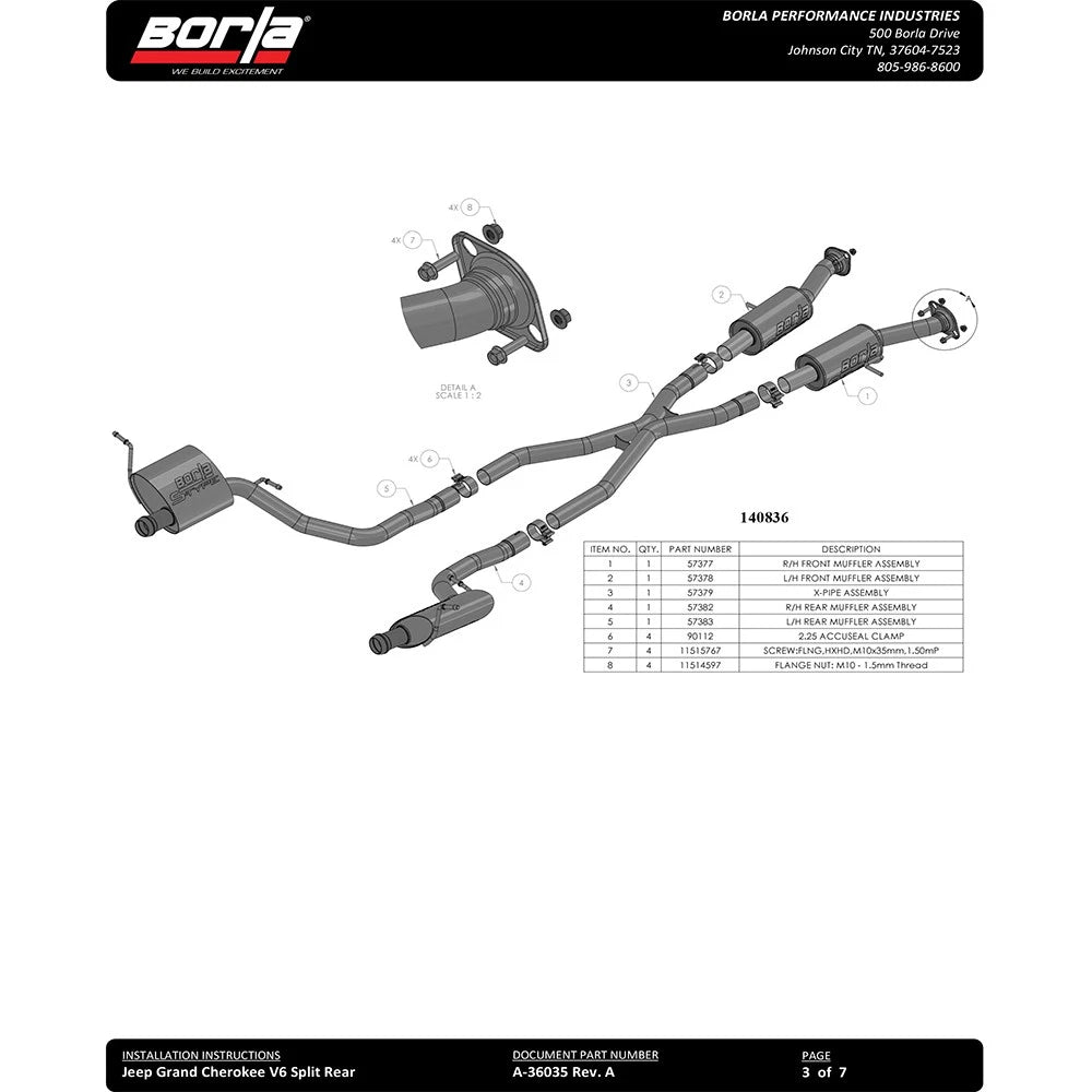 Borla Cat-Back Exhaust System - ATAK | 2014-2020 Jeep Grand Cherokee 3.6L (140835)