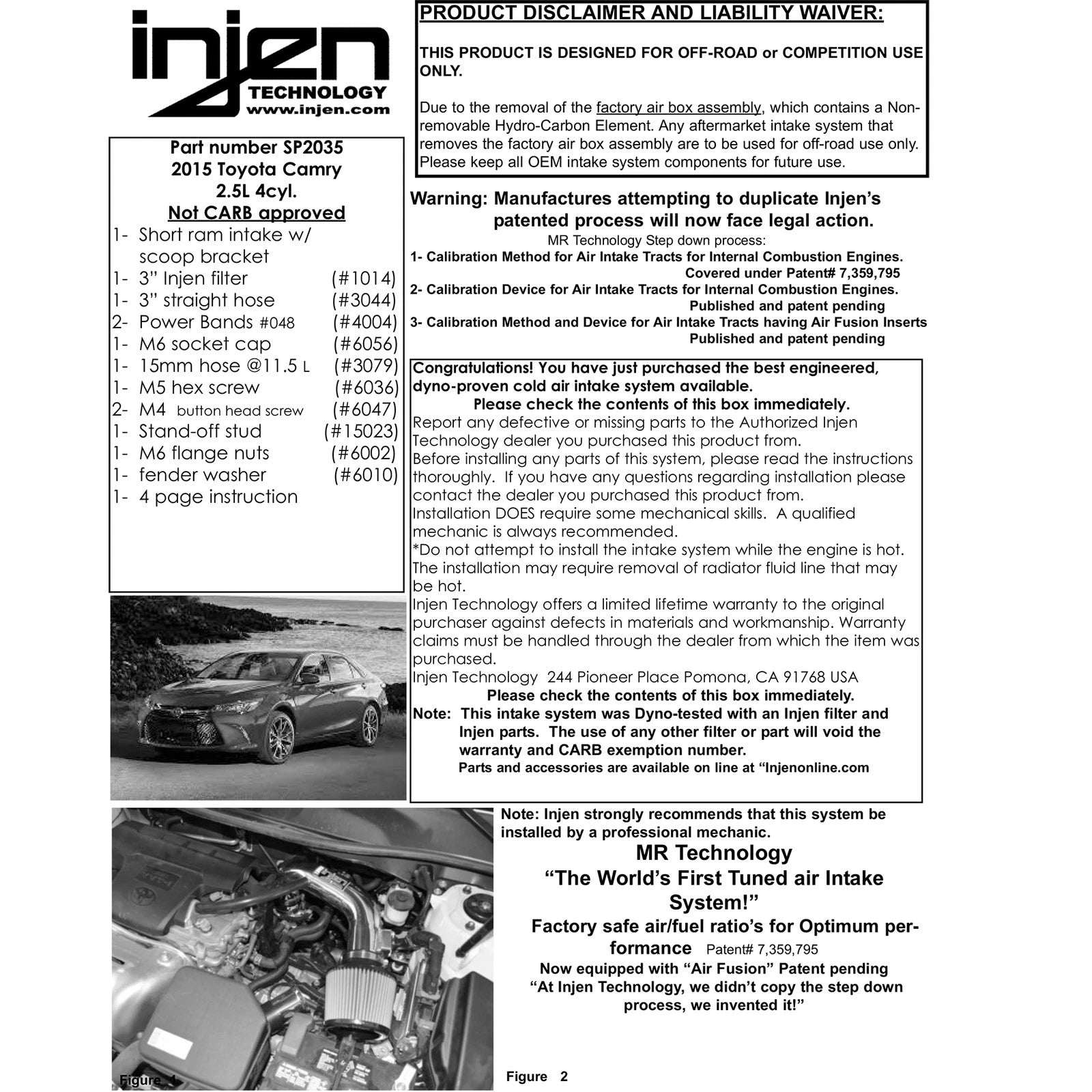 Injen Black SP Short Ram Intake | Toyota Camry (05-17) / RAV4 / Matrix / Lexus ES350 (SP2035BLK)