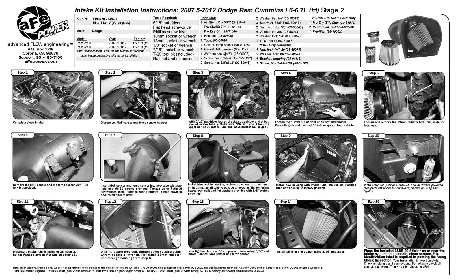 aFe Magnum FORCE Stage-2 Cold Air Intake F&R Dodge 07.5-13 51-31342-1 (51-31342-1)
