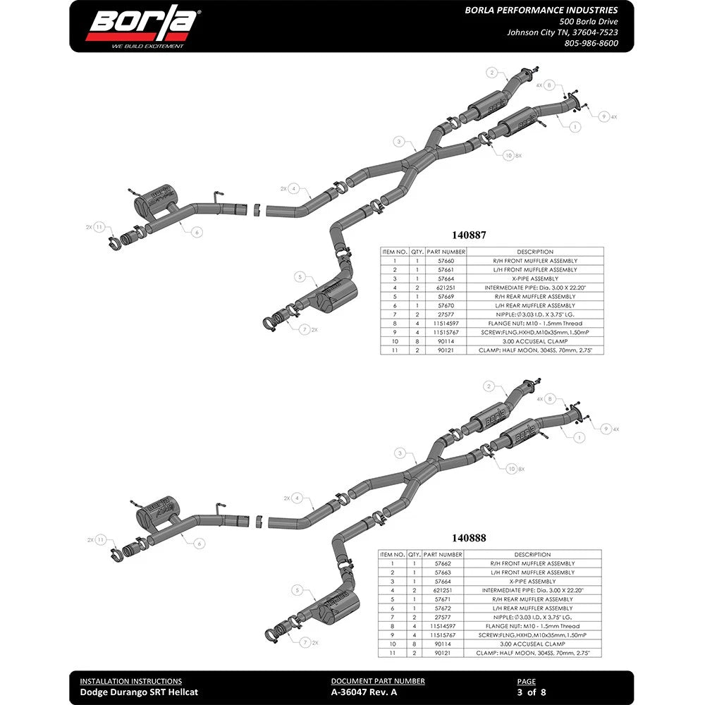 Borla Cat-Back Exhaust System - ATAK | 2018-2020 Dodge Durango SRT 6.4L (140792)