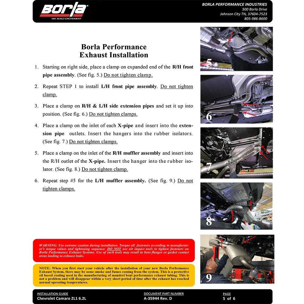 Borla Cat-Back Exhaust System - S-Type | 2017-2020 Chevrolet Camaro ZL1 6.2L (140726)